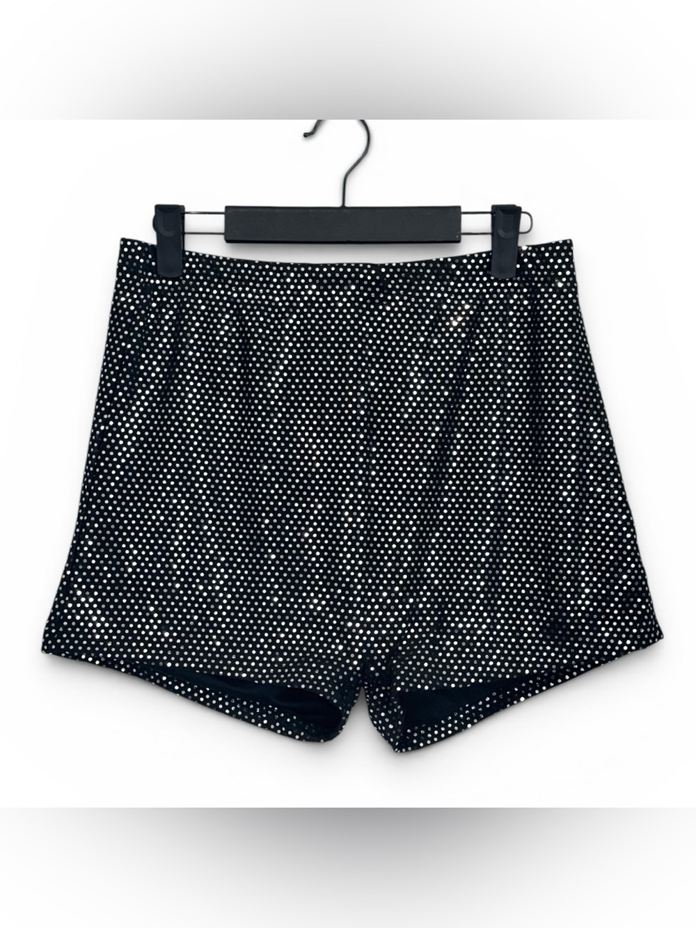 LovelyWholesale Black Rhinestone Sparkly High Waisted Shorts